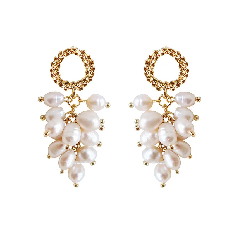 

Kshmir 2021 new trend retro earrings fresh water pearl tassel pendant exquisite female wedding temperament pearl earrings