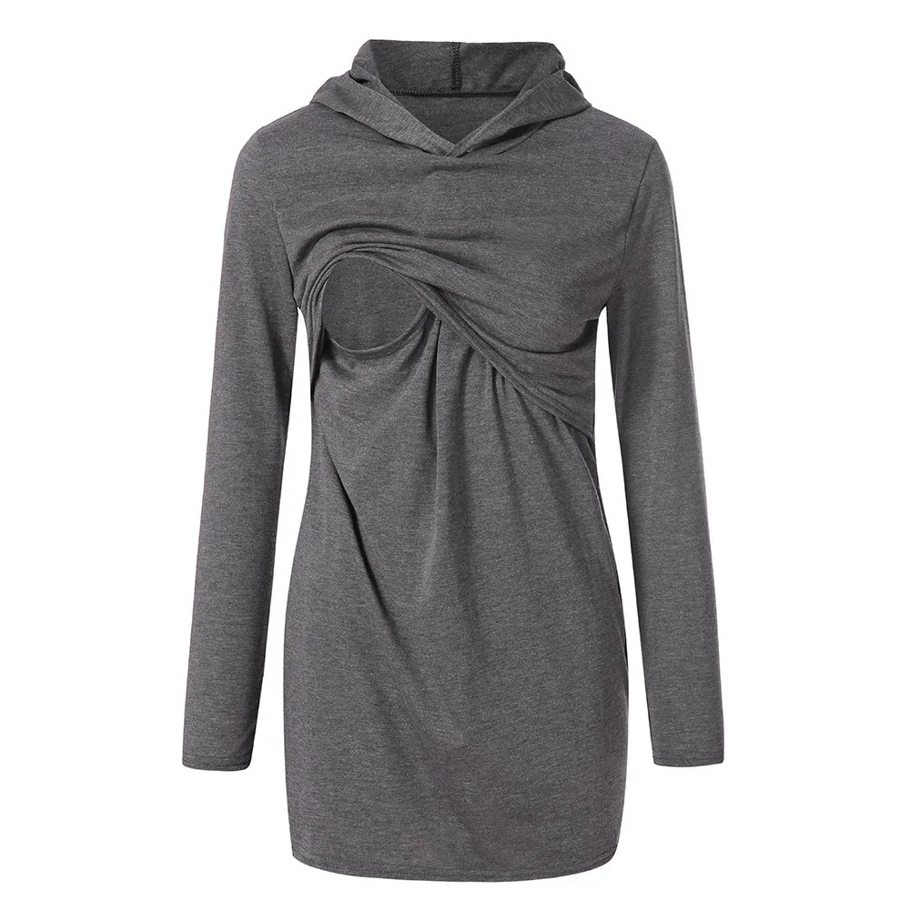 Толстовка с капюшоном для кормящих женщин длинным рукавом кенгуру теплые