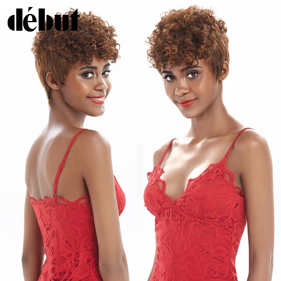 Дебюта парики для чернокожих Для женщин короткие из человеческих волос эффектом