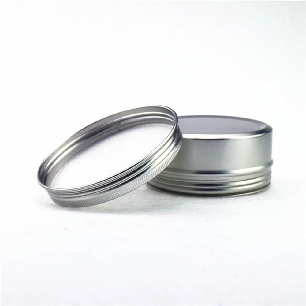 

50pcs Refill Cream Jar Cosmetic Container Lip Balm Aluminum Tin Empty Containers Nail Art Metal Tea Storage Pot Thread Lids 180g