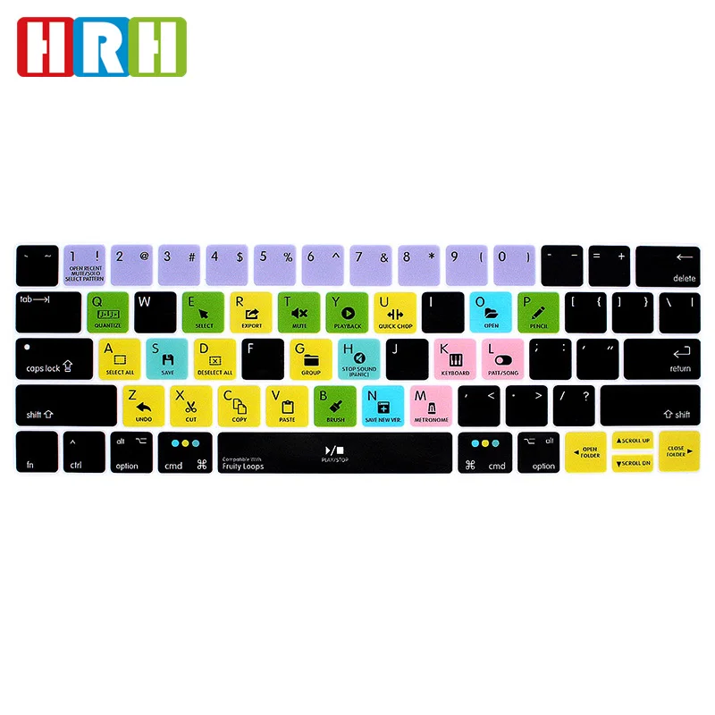 HRH FL Studio Fruity Loops функция силиконовая клавиатура крышка клавиатуры кожи для Macbook Pro 1" 15" Touch Bar A1706/A1707/A1989/A2159