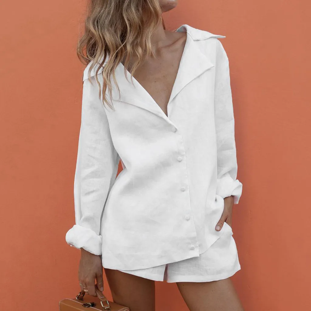 Шорты женские хлопково льняные однотонные Свободные повседневные мягкие с