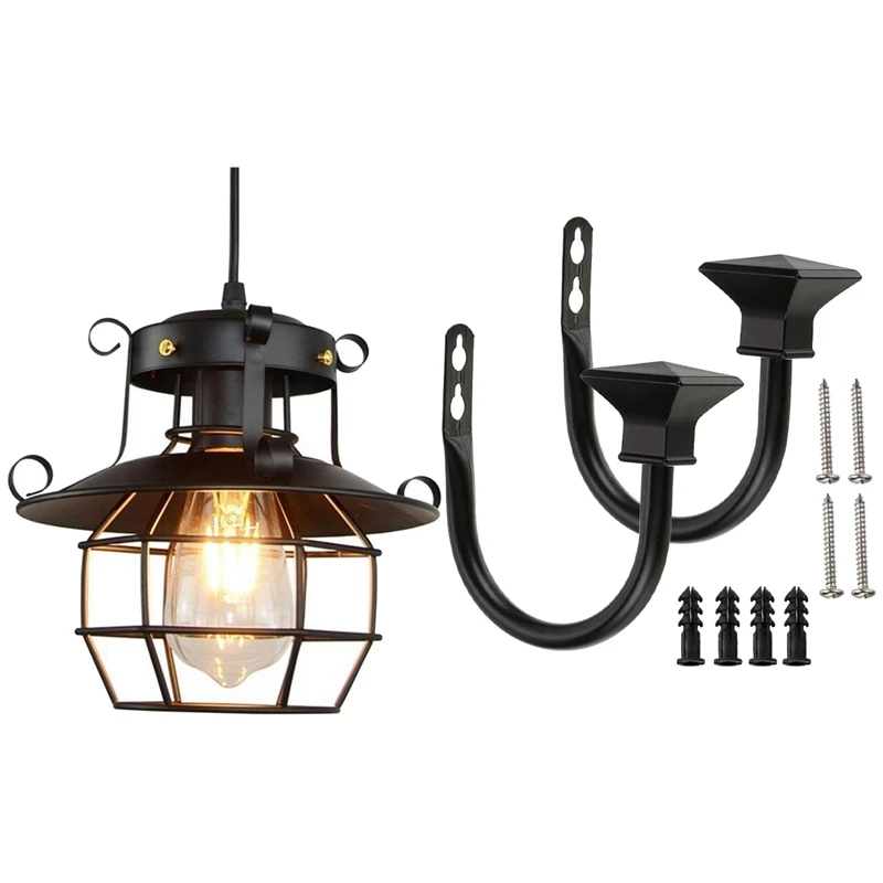 

Набор из 2 квадратных металлических декоративных занавесок и 1 комплект ретро-люстры из кованого железа для ресторана