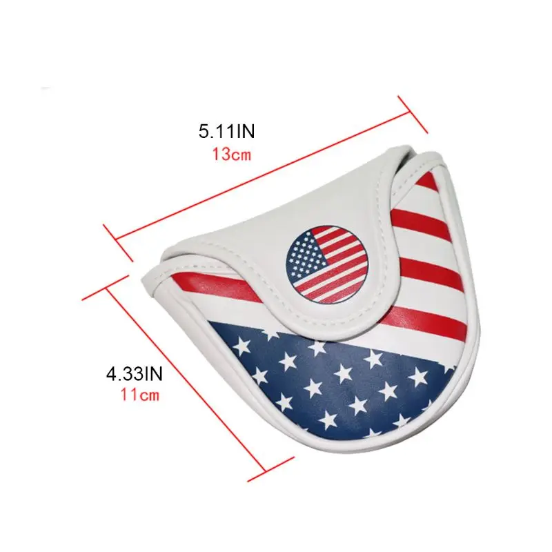 

Portable USA Flag Pattern Golf Club Headcovers PU Waterproof Fairway Hybrid Putter Cover Vintage Simple Design Sports