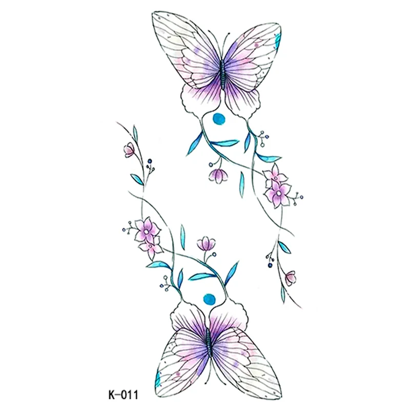 

Waterproof Temporary 3D Tattoo Stickers Watercolor Flower sexy Fake Tattoos Colored Fox tattoos for girl women Body Art