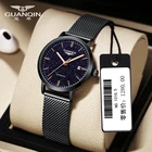 Часы наручные GUANQIN женские механические, автоматические водонепроницаемые стальные, с браслетом