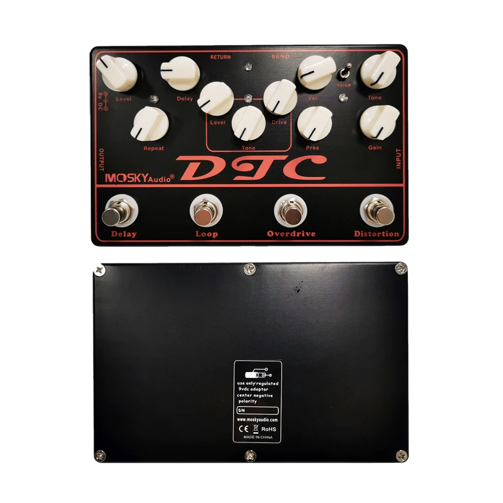 MOSKY DTC 4-в-1 Электрогитары педаль искажения + Overdrive петли эффектов оригинальный