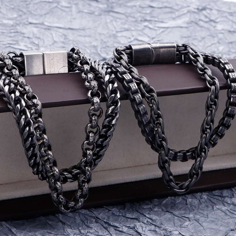 Мужской винтажный металлический браслет из нержавеющей стали крутые двойные
