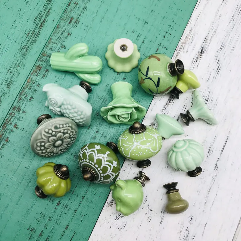 1 шт. винтажные керамические кухонные ручки с винтажным креплением|Ручки шкафа| |