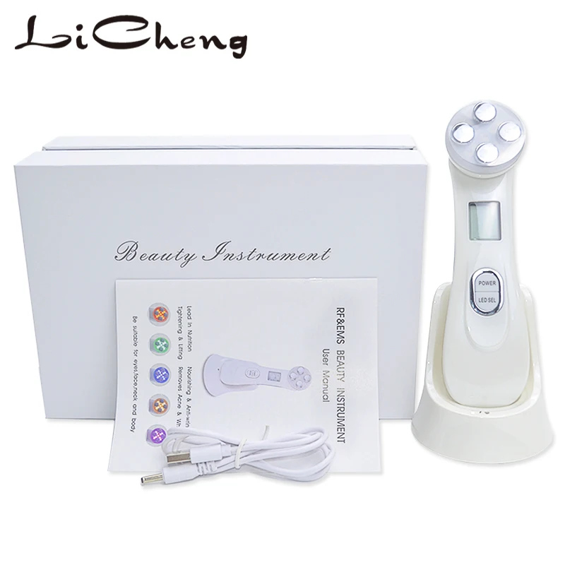 WITH BOX Licheng RF EMS светодиодный фотонный светильник, терапевтический прибор для красоты, антивозрастной подтяжки лица, подтяжки глаз, инструменты для ухода за кожей лица, дропшиппинг - Цвет: WITH BOX