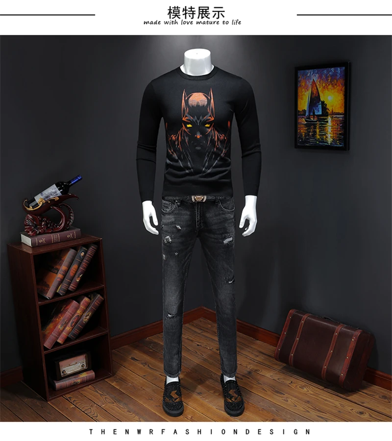 

color printing personalized fall fashion sweater Men's sweaters Mens dragon design brand new stylish