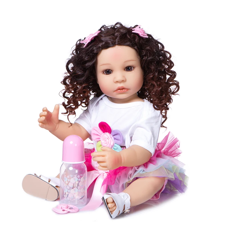 Кукла реборн NPK 55 см кукла-младенец кукла новорожденная с кудрявыми волосами