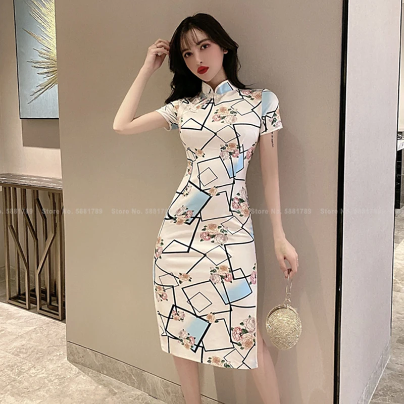 

Korean Style Elegant Cheongsam Harajuku Ao Dai Kimono Sexy Lady Bodycon Club Party Midi Dress Women Wedding Chinese Retro Qipao