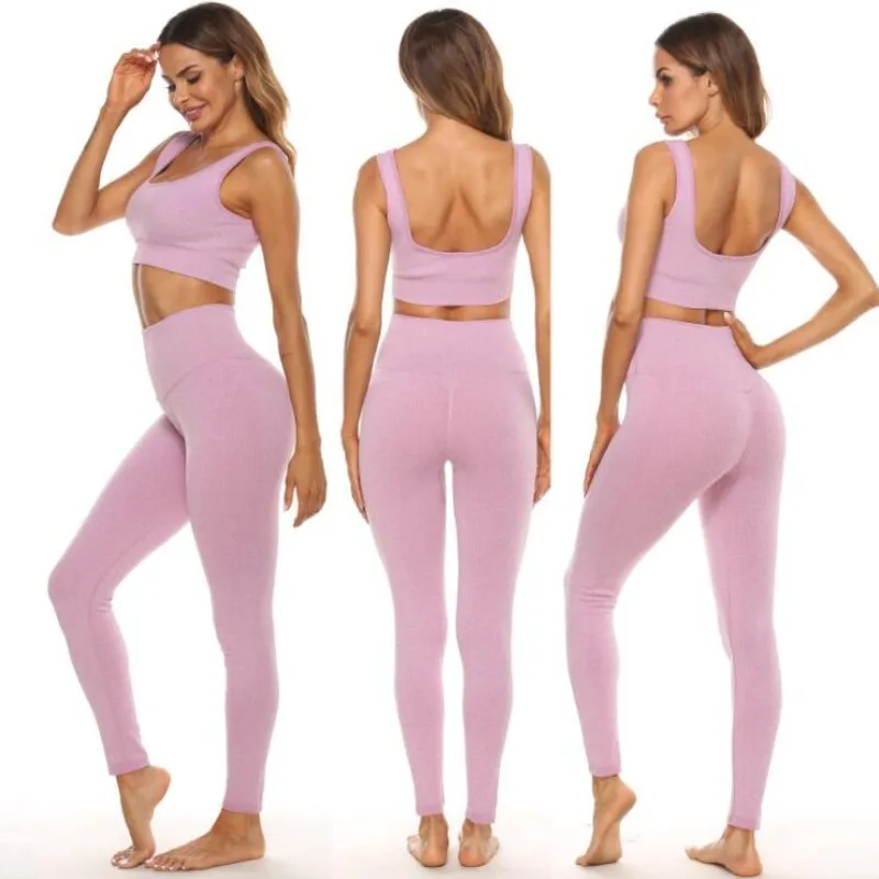 

Women Energy Seamless Yoga Suit Gym Bodysuit Hips Push Up Yoga Bra High Waist Running Leggings Sets Backless Fitness Sport Set