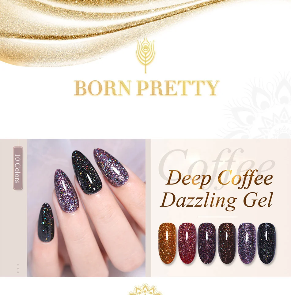 Born pretty, голографическая Лазерная лака для ногтей, Гель-лак с блестками, впитывающий УФ Гель-лак для ногтей, красочный лак для ногтей, маникюрный дизайн, сделай сам, 6 мл