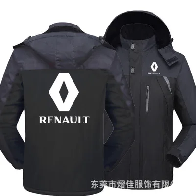 

Winter Jacket Men for Renault Car Logo Thick Velvet Warm Coat Male Windproof Hooded Outwear Casual Mountaineering Overcoat