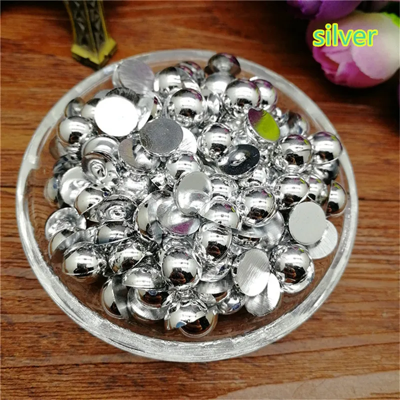 Оптовая продажа 4/6/8 мм полукруглая жемчужная бусина скрапбук с плоской спинкой