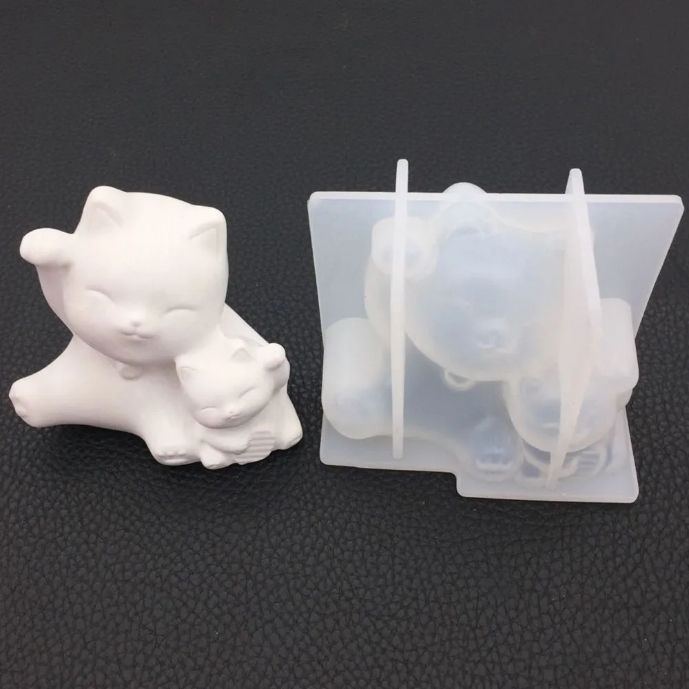 DIY Crystal Epoxy Mirror Stereo Lucky Cat Molded Silicone Fragrance Gypsum Handmade Decoration Home Supplies Lovely Shape |
