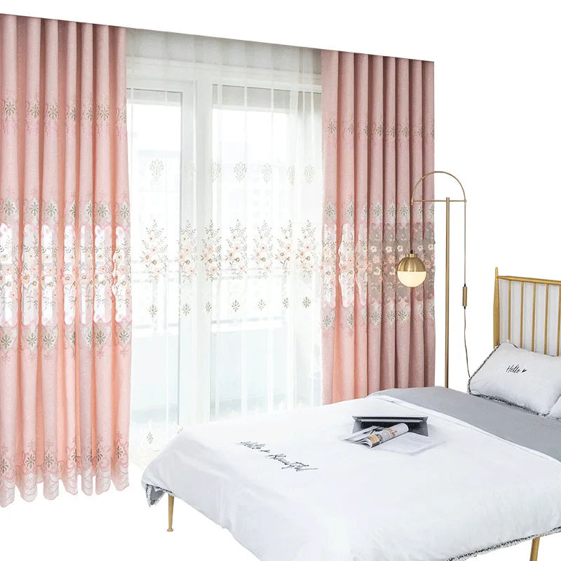 

European Style Curtains for Living Dining Room Bedroom Chenille Hollow Embroidery Fabric Curtains Finished Product Customization