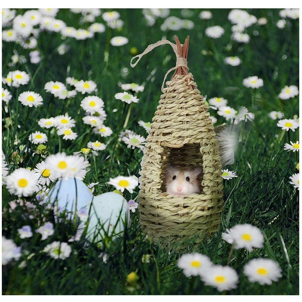 Ручной работы из тканой травы птица декоративное гнездо гамак хижина висит