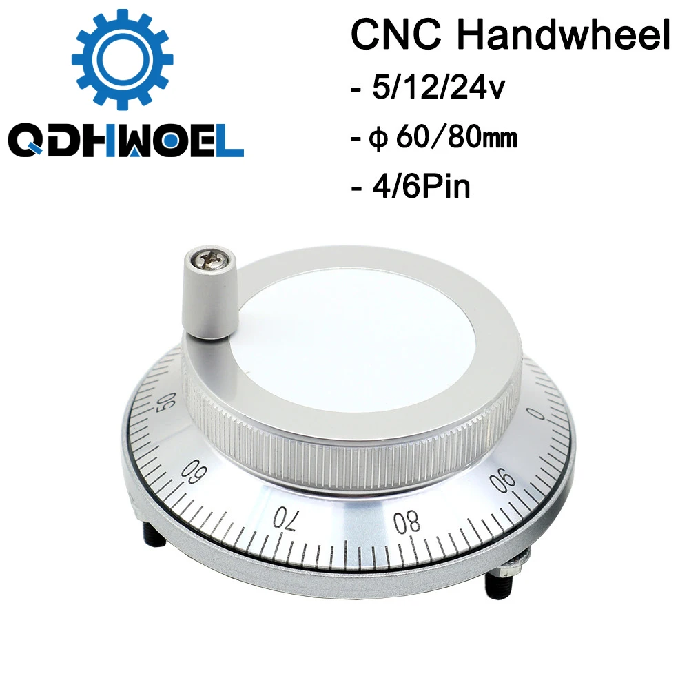 

CNC Pulser Handwheel 5V 6pin Pulse 100 Manual Pulse Generator Hand Wheel CNC Machine 60mm 80mm Rotary Encoder Free Shipping