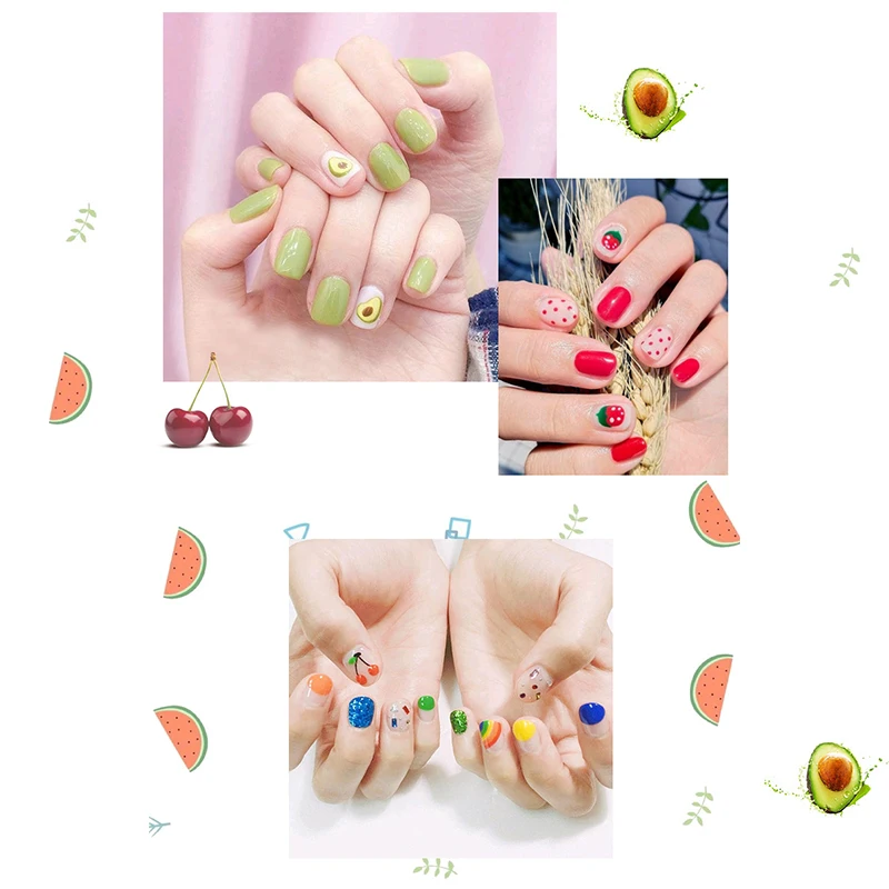 Летние наклейки для ногтей милые фрукты Животные узоры красочный дизайн