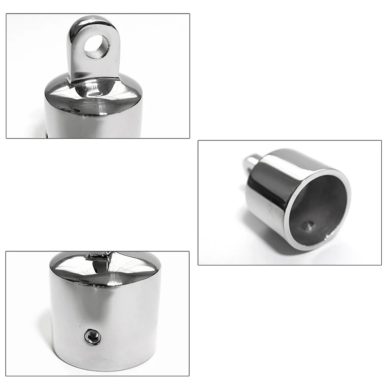 

2Pcs Stainless Steel 7/8'' Pipe Eye End Cap Bimini Top Fitting Hardware For Marine Boat Yacht