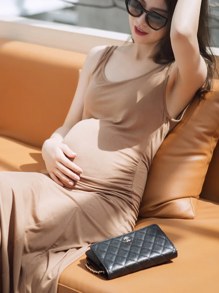 

Платье для беременных платье для беременных длинное платье летняя тонкая юбка-жилет европейский и американский стиль весна-осень