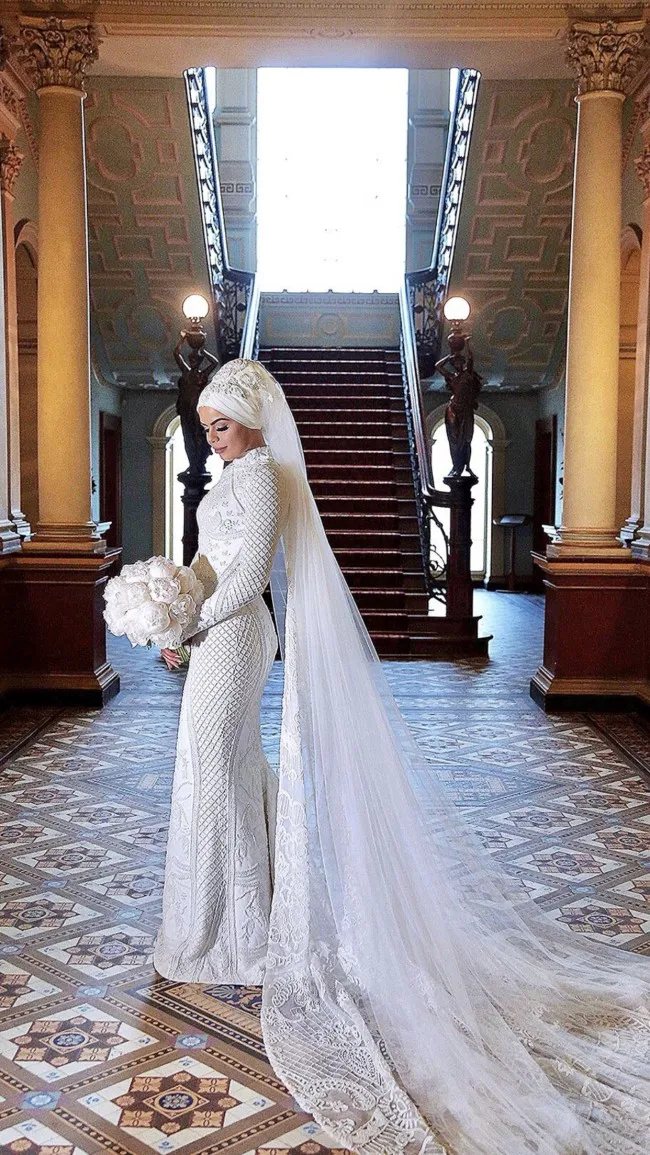Роскошное мусульманское свадебное платье русалки из Дубая 2020 Vestido de Noiva длинный