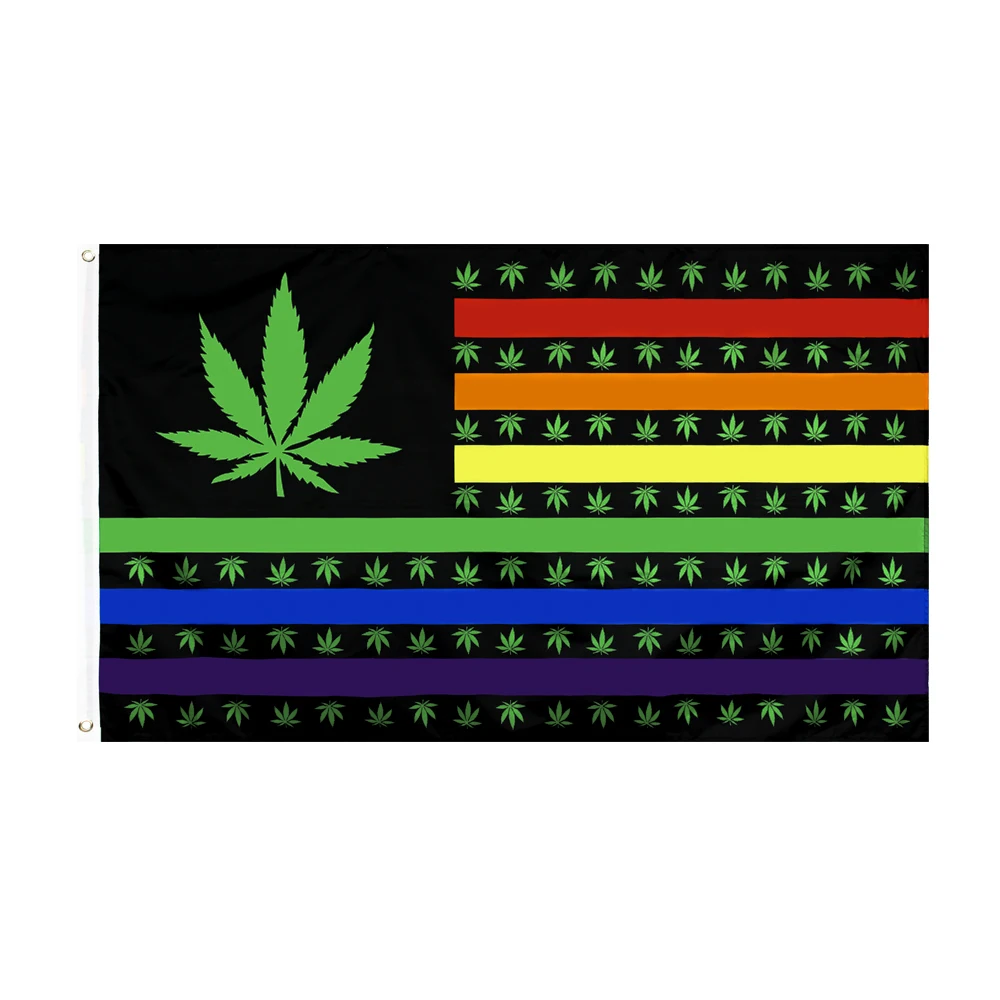 

ZXZ 90x150CM 3x5ft Rainbow Weed flag For Decoration