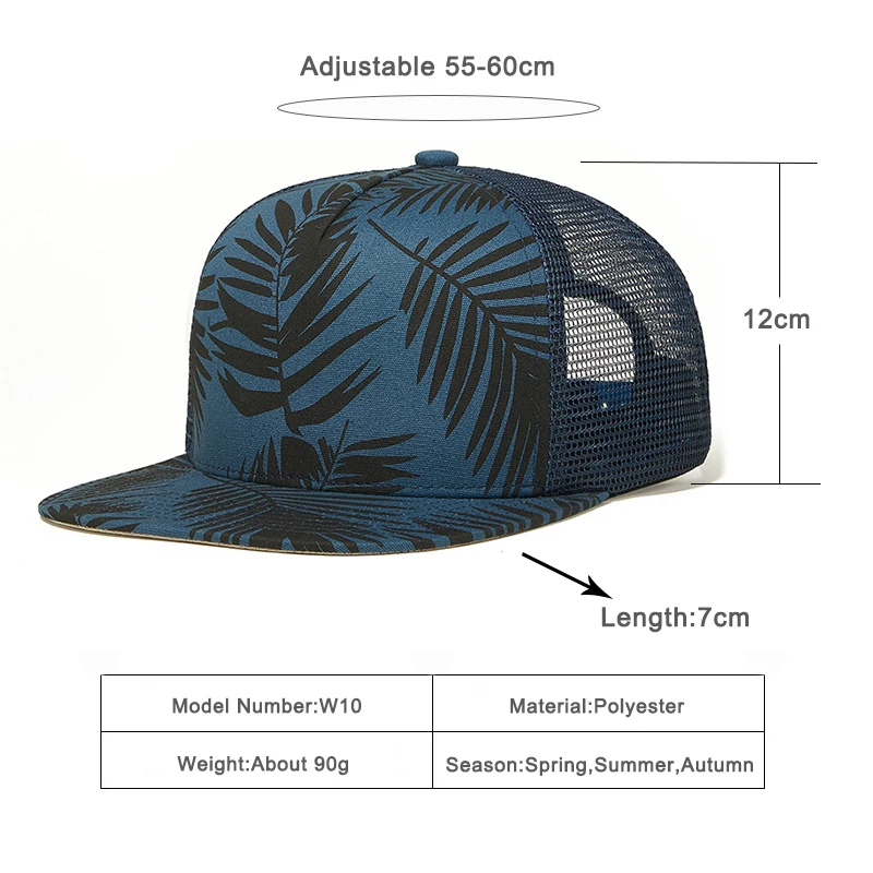 

NEW Summer Snapback Cap Men Print men's Baseball Cap Flat-brimmed Hat Mesh Trucker Hat Flat sun hat hip hop cap Gorras