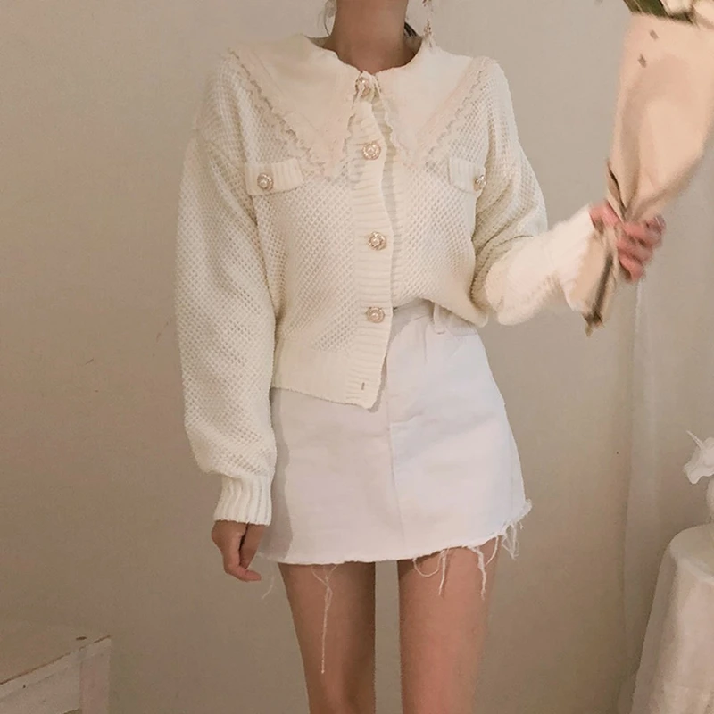 RealShe/женский кардиган 2019 с круглым вырезом и длинным рукавом-фонариком