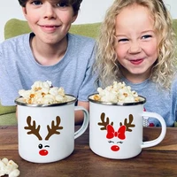 deer creative enamel cups christmas hot cocoa chocolate juice mugs drink milk sibling mugs handle mug drinkware kids xmas gifts