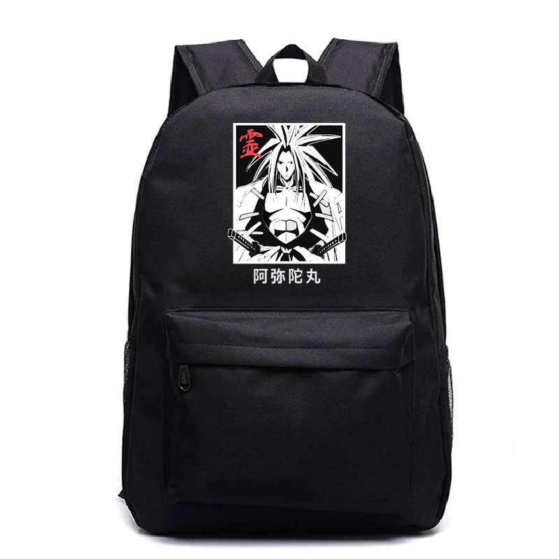 

Shaman King Backpack Girl School Bags for Teenage College Shaman King Anime Women School Bag Nylon Anime High Student Bag Black