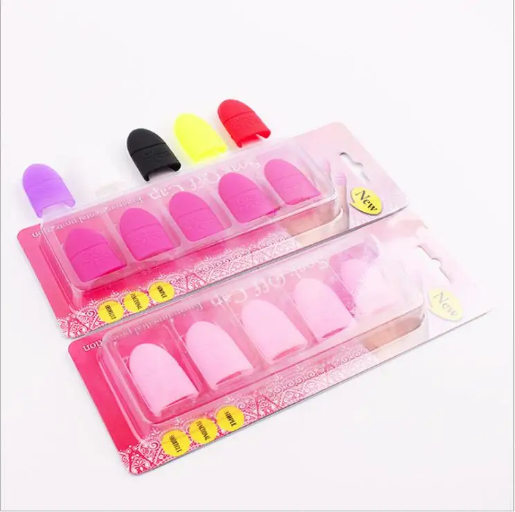 5Pcs/Set Silicone Nail Art Soak Off Finger Cap Clip UV Gel Polish Remover Tips Woman Reusable Polish Remover Wrap Tools