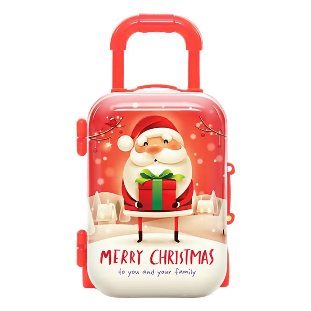 

Mini Suitcase Candy Box Tinplate Small Jewelry Container Christmas Pattern Candy Box 3.7 X 2.68in Cute Candy Suitcase Toy Doll H