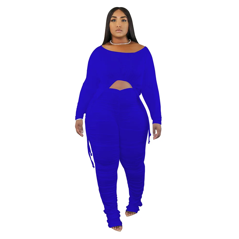 

Women Two Piece Outfits Casual Drawstring Long Sleeve Crop Top+ Stacked Pants Two Piece Set Tracksuit Women