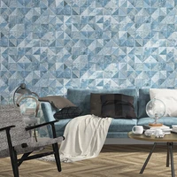 3d stereoscopic blue mosaic non woven geometric lattice wallpaper nordic style bedroom living room background wall paper modern