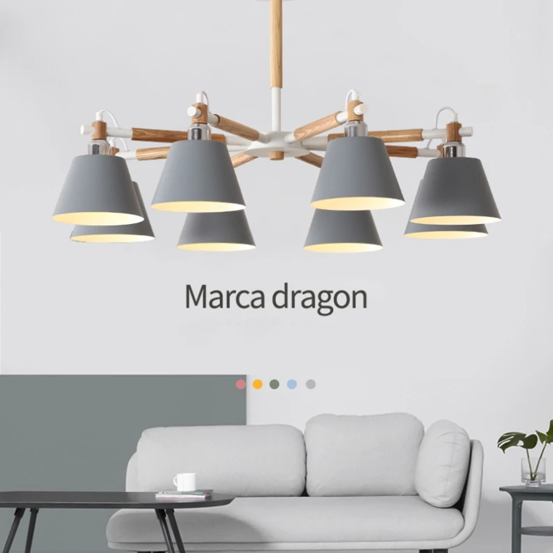 Потолочная люстра из дерева с макарунами E27 для кухни ресторана гостиной | Лампы и