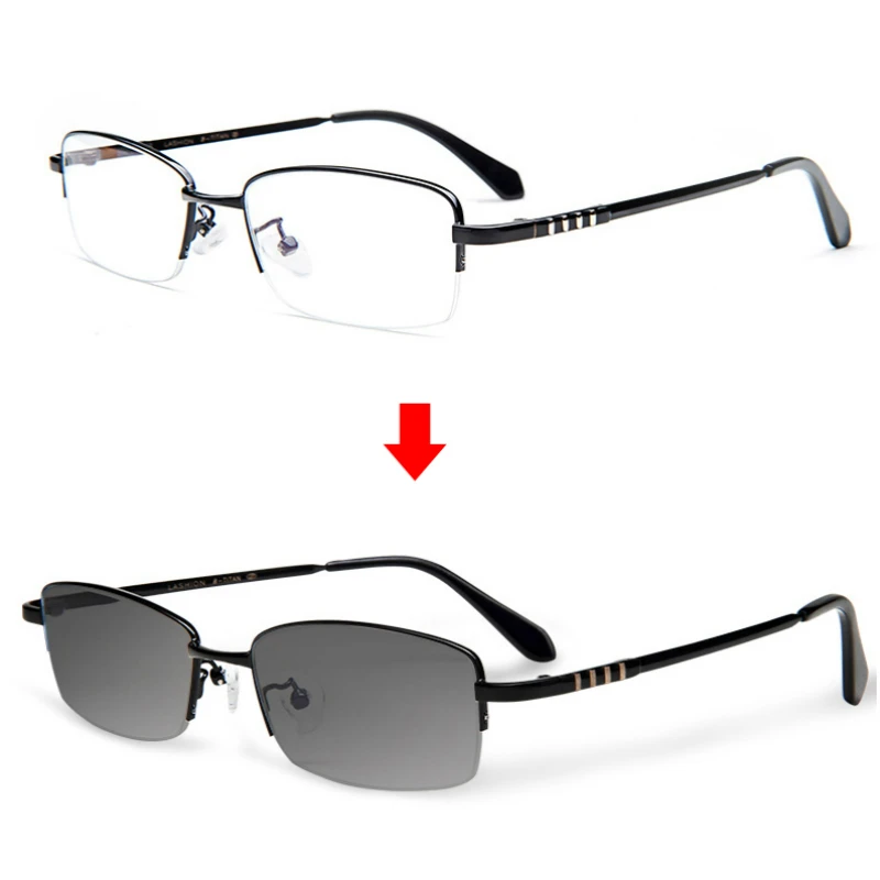 Фотохромные компьютерные очки Vazrobe мужские титановые оправа с защитой от синего