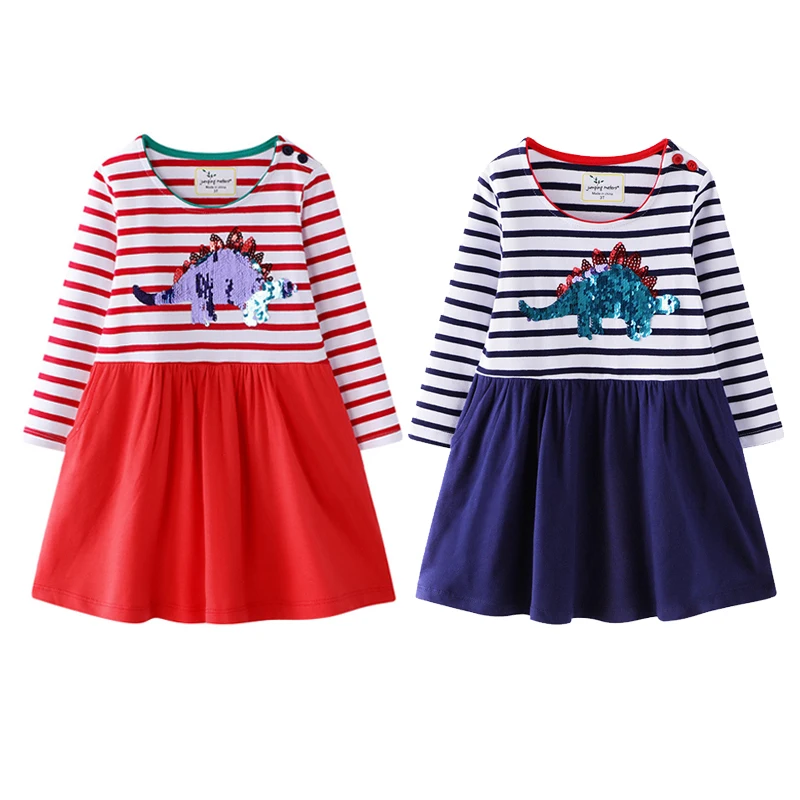 

2020 new girls' dress long sleeve rainbow skirt autumn winter children's princess skirt Embroidered Beaded dress