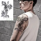 Водостойкая Временная тату-наклейка, пистолет, роза, цветок, искусственная тату флэш-тату, тату для рук, ног, тату для девочек, женщин и мужчин