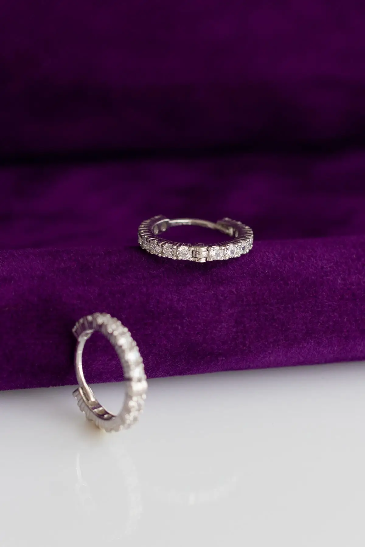 925 sterling Silver-Silver Color White Cubic Zirconia Hoop Earrings Quality Product Fashionable Appearance Design Welcome 2021 Trend Style Fashion new Jewelry Model