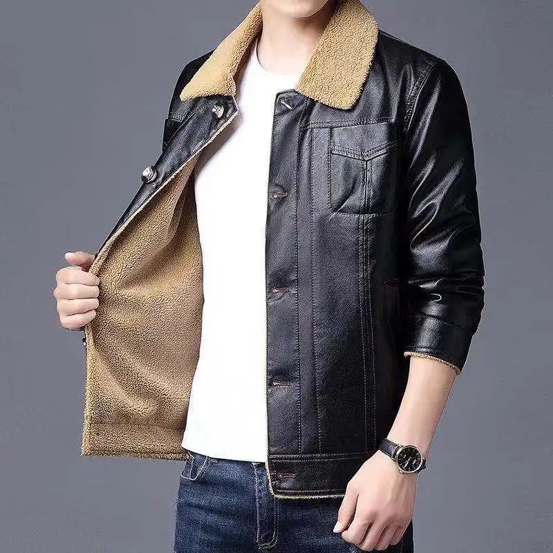 

2021 New Arrivals Men'sClassic Casual Style Plus Size Soft Sheepskin Jacket Men Genuine Father's Gift Leather Coat Sales