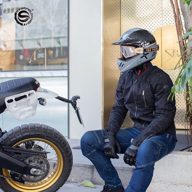 Черная стильная теплая Мужская мотоциклетная куртка SFK с защитой CE Броня и