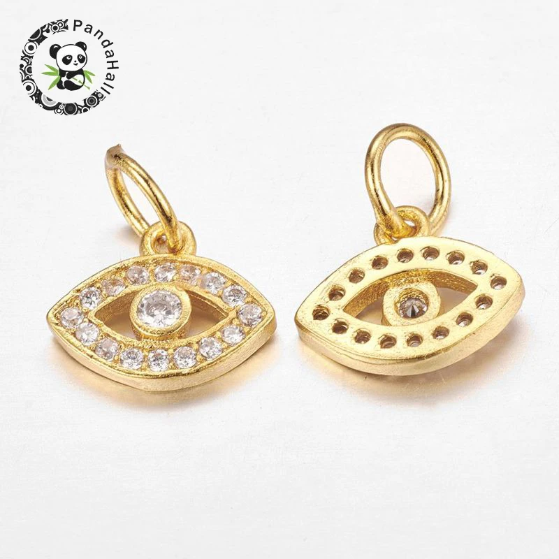 Латунные подвески с фианитами 10 шт микрозакрепкой турецкий глаз для