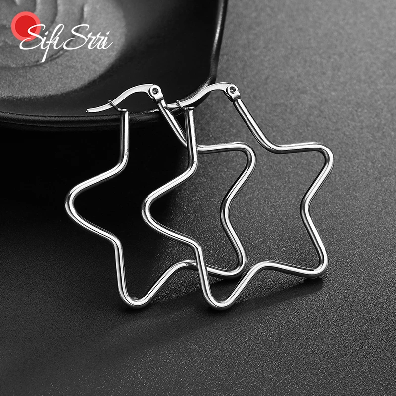 Sifisrri 1 пара пентаграмма из нержавеющей стали Star серьги простые геометрические