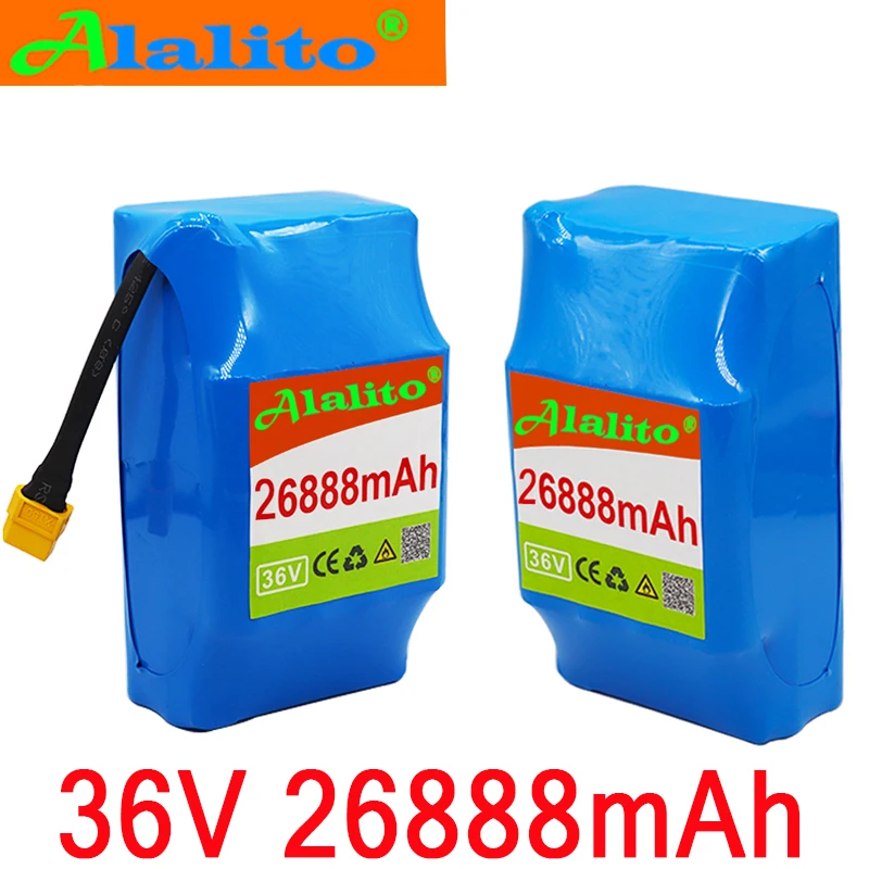 Alalito 10S2P 36v литий-ионная аккумуляторная батарея 26888mAh26. 88AH аккумуляторная батарея для зарядки Ноута и сотового телефона Электрический самовсасывающий Ховерборд Одноколесный велосипед
