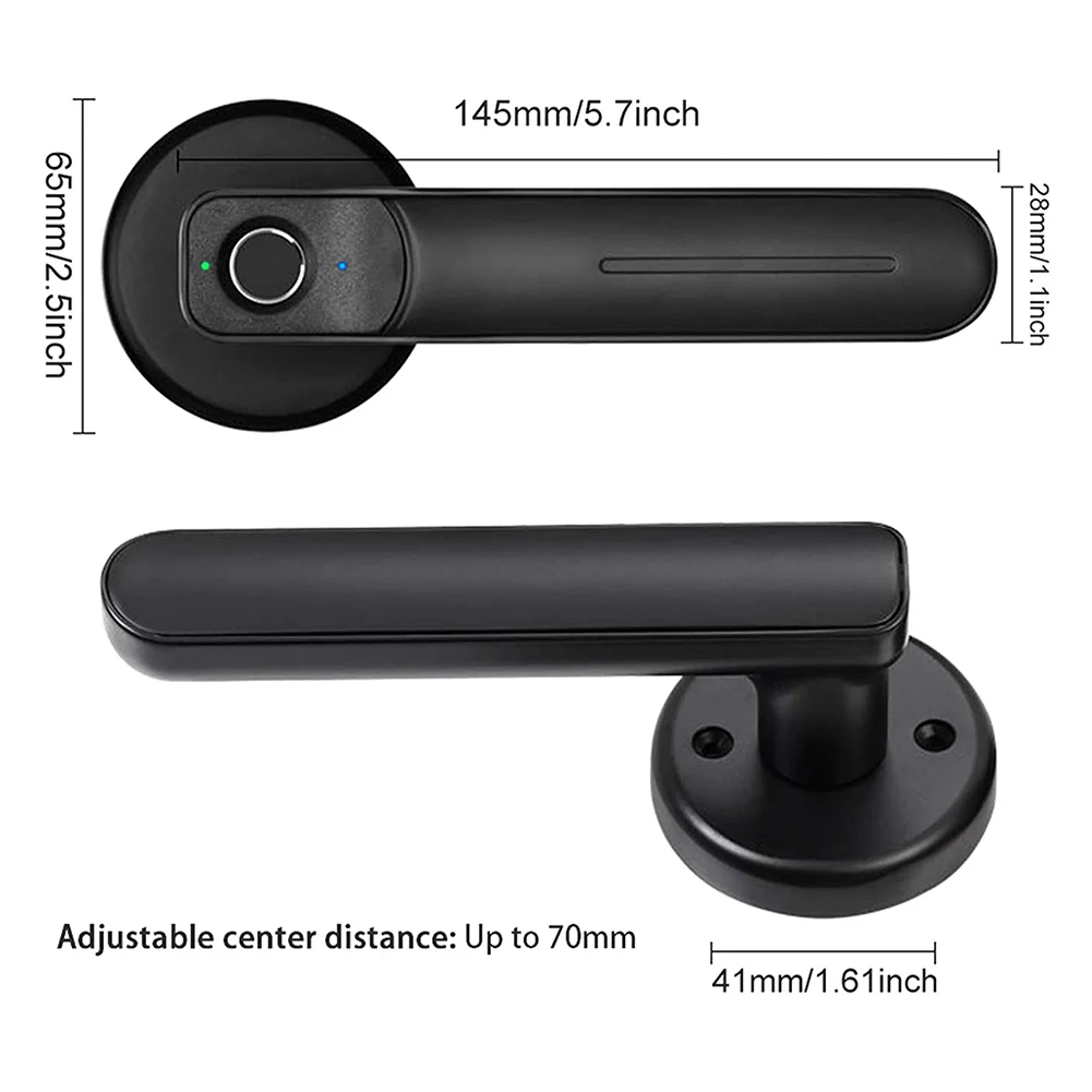 

Fingerprint Door Lock Handle USB Rechargeable Anti Theft Smart Electric Biometric Keyless Security Entry with 2 Keys Bedroom