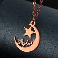 stainless steel jewelry custom name necklace for women personalized star moon men charms nameplate pendant jewelry fine present